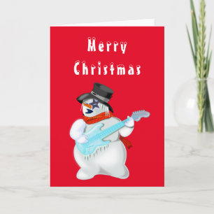 Carte Funny Christmas Card Musical Snowman avec guitare