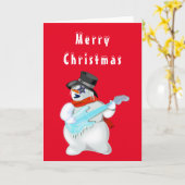 Carte Funny Christmas Card Musical Snowman avec guitare (Fleur jaune)