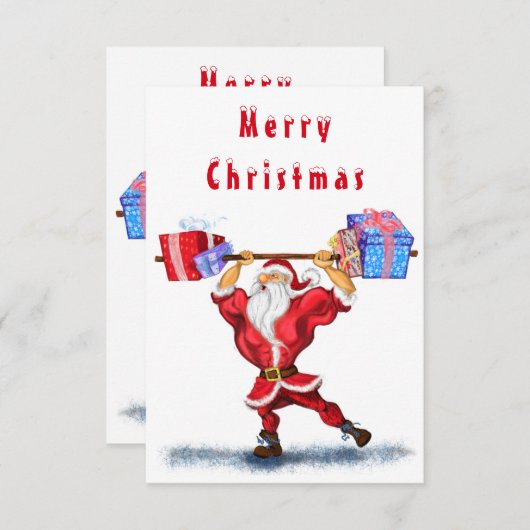 Carte Funny Christmas Card Père Noël avec cadeaux (Devant / Derrière)