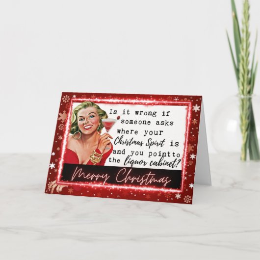 Carte Funny Christmas Card Retro Best Friend Liquor (Devant)