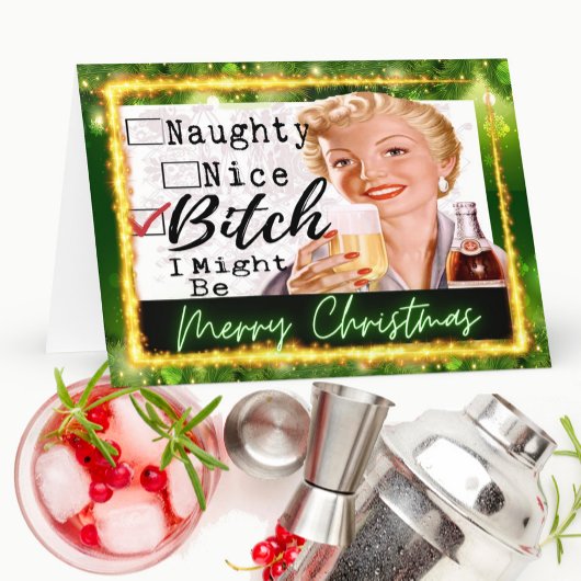 Carte Funny Christmas Card Retro Best Friend Naughty