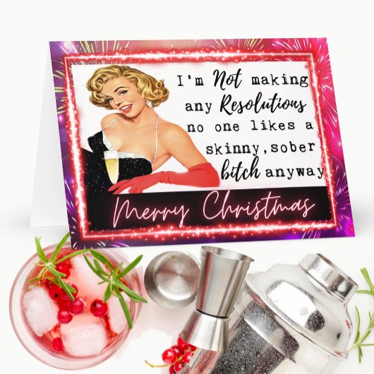 Carte Funny Christmas Card Retro Best Friend NYE