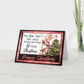 Carte Funny Christmas Card Retro Best Friend "Tree Lit" (Devant)