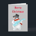 Carte Funny Christmas Card Snowman Guitare Player<br><div class="desc">Cartes de Noël amusantes Snowman Guitar Player Rock Music - MIGNED Paining - Personnalisable - ou Choisissez vos couleurs de carte préférées / ou ajoutez du texte !</div>