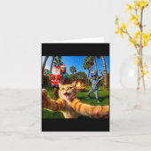 Carte Funny Christmas Cat Selfie With Bigfoot & Alie (Fleur jaune)