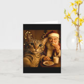 Carte Funny Christmas Cat Selfie With Santa Claus Meme M (Fleur jaune)