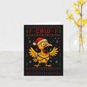 Carte Funny Christmas Chicken F-caw-f Rooster Meme Humor (Fleur jaune)
