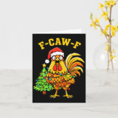 Carte Funny Christmas Chicken Lights Santa Hat F-caw-f (Fleur jaune)