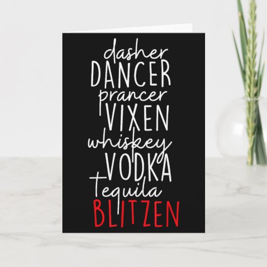 Carte Funny Christmas Dasher Dancer Prancer Vixen Whiske (Devant)