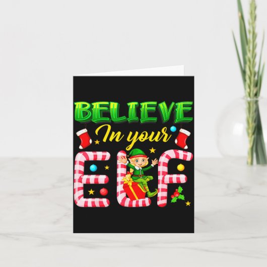 Carte Funny Christmas Elf Design Believe In Your Elf Men (Devant)
