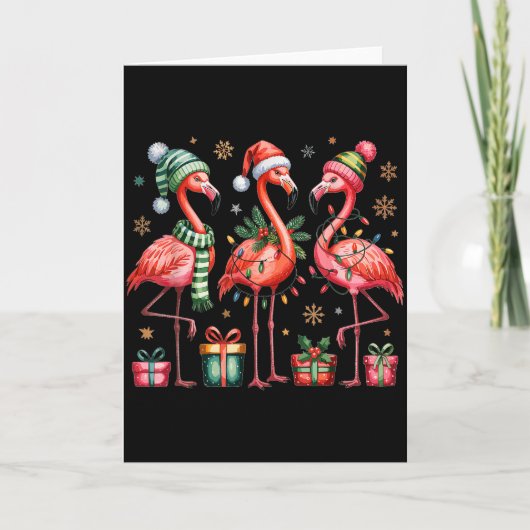 Carte Funny Christmas Flamingos (Devant)