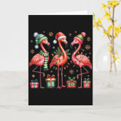 Carte Funny Christmas Flamingos (Fleur jaune)