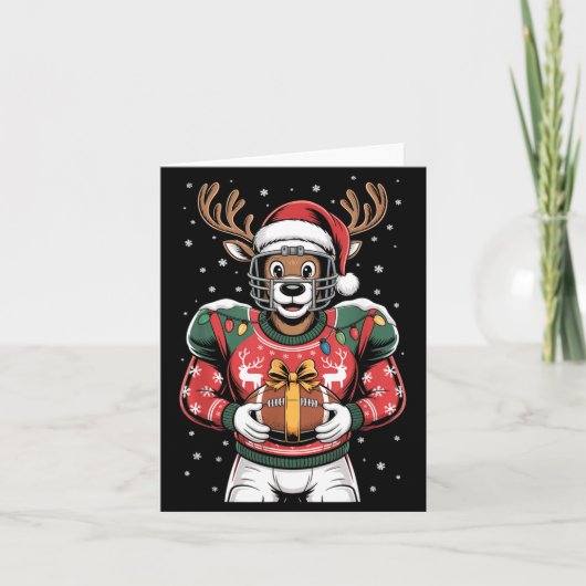 Carte Funny Christmas Football Reindeer (Devant)