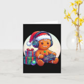 Carte Funny Christmas Gamer Gingerbread Xmas Gaming Men (Fleur jaune)