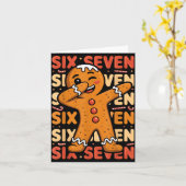 Carte Funny Christmas Gingerbread Cookie Dab Six Seven 6 (Fleur jaune)