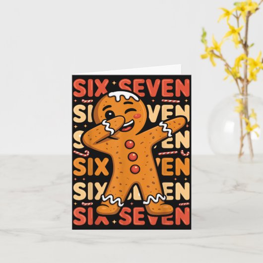 Carte Funny Christmas Gingerbread Cookie Dab Six Seven 6 (Fleur jaune)