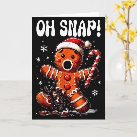 Carte Funny Christmas Gingerbread Man Oh Snap Outfit Paj (Fleur jaune)