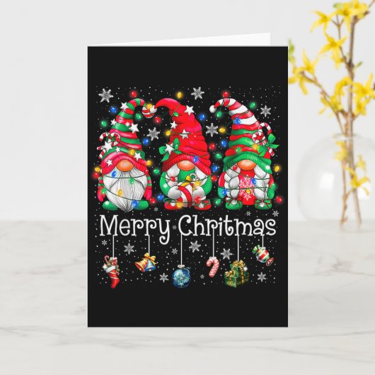 Carte Funny Christmas Gnome Hanging With My Gnomies Fami (Fleur jaune)