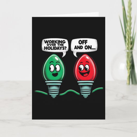 Carte Funny Christmas Lights Joke Light Bulb Working Off (Devant)