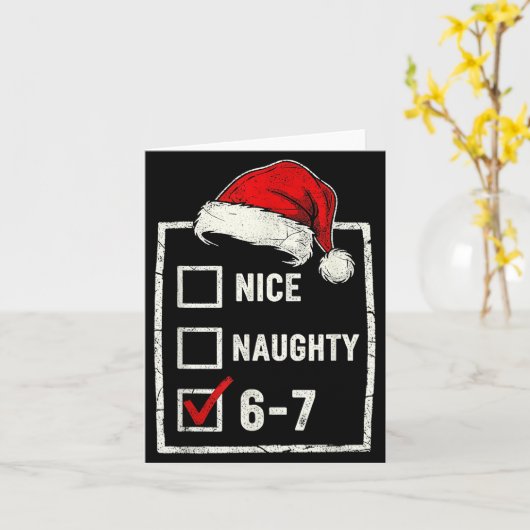 Carte Funny Christmas Naughty Nice 6-7 List Santa Claus (Fleur jaune)