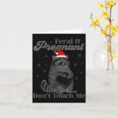 Carte Funny Christmas Raccoon Feral And Pregnant Don't T (Fleur jaune)