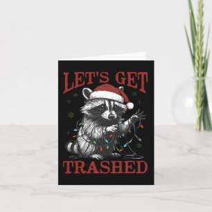 Carte Funny Christmas Raccoon se faire Tracer Père Noël