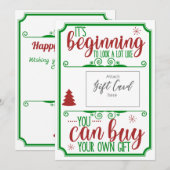 Carte Funny Christmas Red Green Détenteur de chèques-cad (Devant / Derrière)