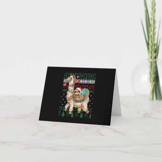 Carte Funny Christmas Santa Sloth And Llama Christmas (Devant)