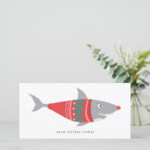 Carte Funny Christmas Shark in Sweater (Debout devant)