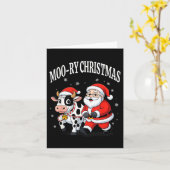 Carte Funny Christmas Shirts - Cow Moo-ry Xmas Santa (Fleur jaune)