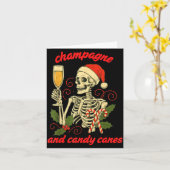 Carte Funny Christmas Skeleton Champagne And Candy Canes (Fleur jaune)