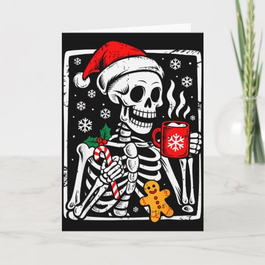 Carte Funny Christmas Skeleton Hot Chocolate Xmas Men Wo (Devant)