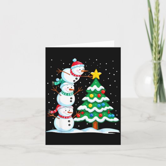 Carte Funny Christmas Snowman Topper Tree Holiday Family (Devant)