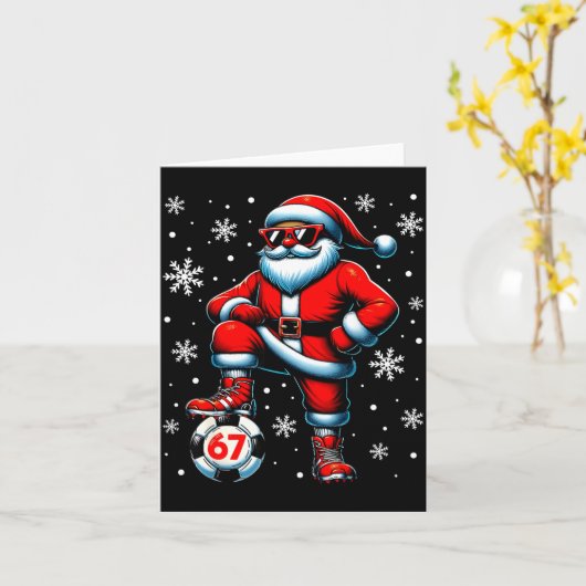 Carte Funny Christmas Soccer Cool Santa Claus 6 7 Meme T (Fleur jaune)
