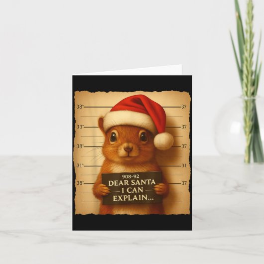 Carte Funny Christmas Squirrel - Cute Squirrel Santa Hat (Devant)