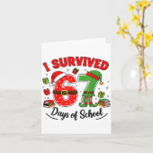 Carte Funny Christmas Teacher Santa I Survived 67 Days O (Fleur jaune)