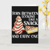 Carte Funny Christmas Tree Cake Torn Between Looking Lik (Fleur jaune)