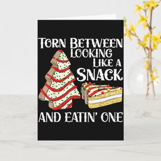 Carte Funny Christmas Tree Cake Torn Between Looking Lik (Fleur jaune)