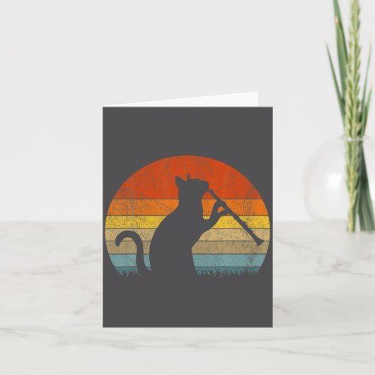 Carte Funny Clarinet Cat Clarinet Player Musician Retro  (Devant)