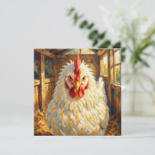 Carte Funny Close Up of Impasto Chicken Blank (Debout devant)