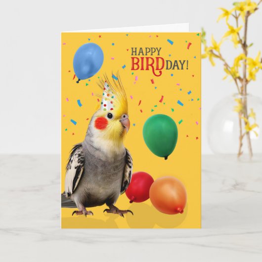 Carte Funny Cockatiel Parrot Birthday Humor (Fleur jaune)