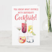 Carte Funny Cocktail Drinks Illustrations Birthday (Devant)