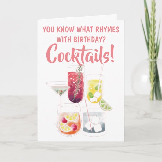 Carte Funny Cocktail Drinks Illustrations Birthday (Devant)