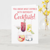Carte Funny Cocktail Drinks Illustrations Birthday (Fleur jaune)