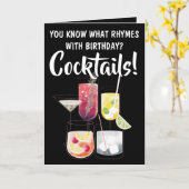 Carte Funny  Cocktails, Drinking Birthday Card (Fleur jaune)