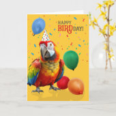 Carte Funny Colorful Hybrid Macaw Parrot Birthday (Fleur jaune)