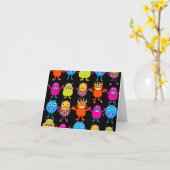 Carte Funny Colorful Monster Party Créatures Caractères (Fleur jaune)