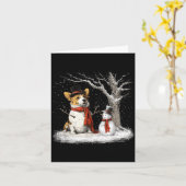 Carte Funny Corgi Dog In The Snow Tree Christmas Winter  (Fleur jaune)
