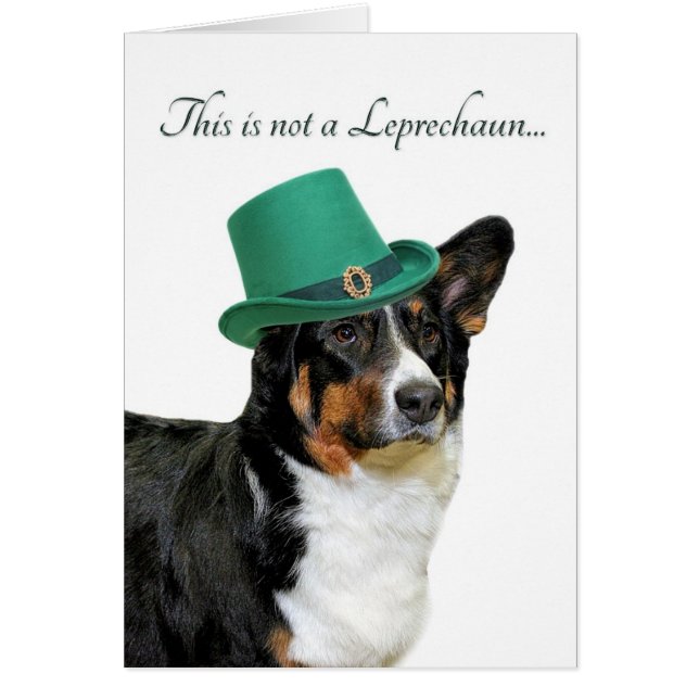 Carte Funny Corgi Leprechaun (Devant)