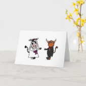 Carte Funny Cow and Bull Mariage (Fleur jaune)